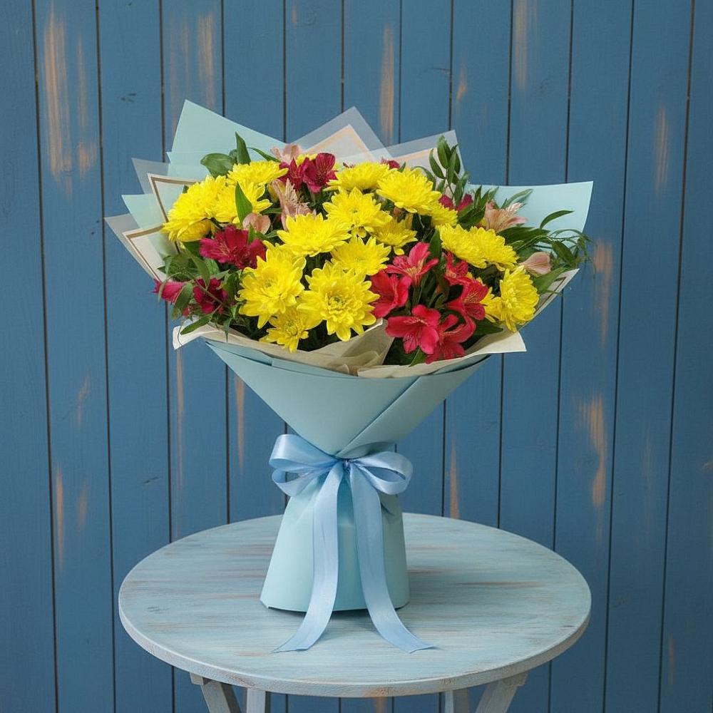 Букет цветов из: Альстромерии и Хризантемы в Вичуге