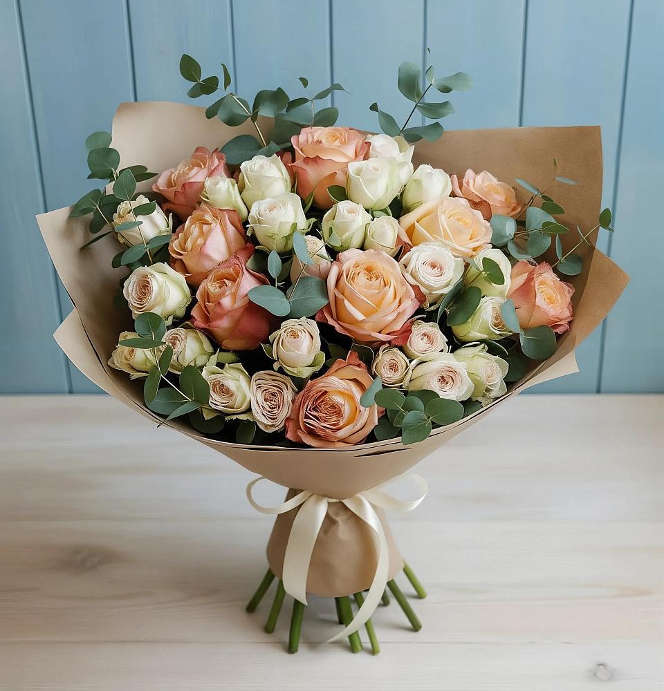 Букет цветов из: Альстромерии и Розы в Вичуге