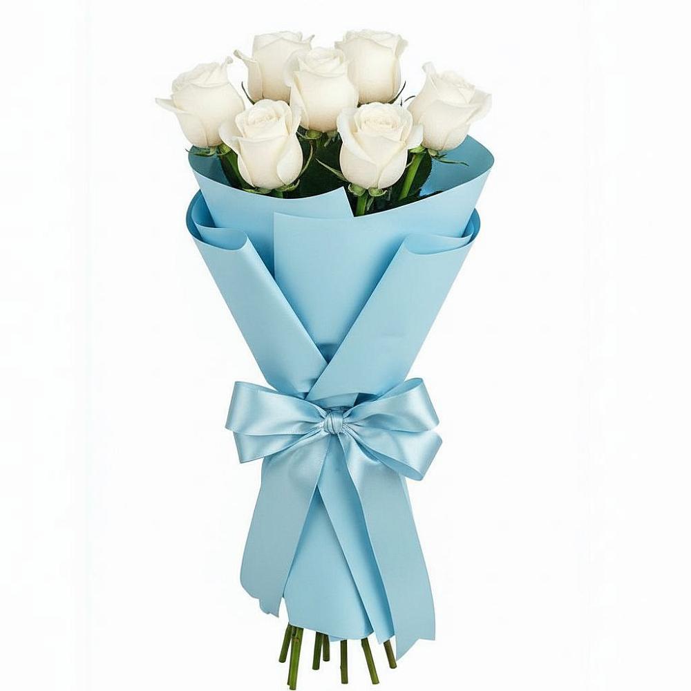 Букет 7 белых роз Проуд в Вичуге