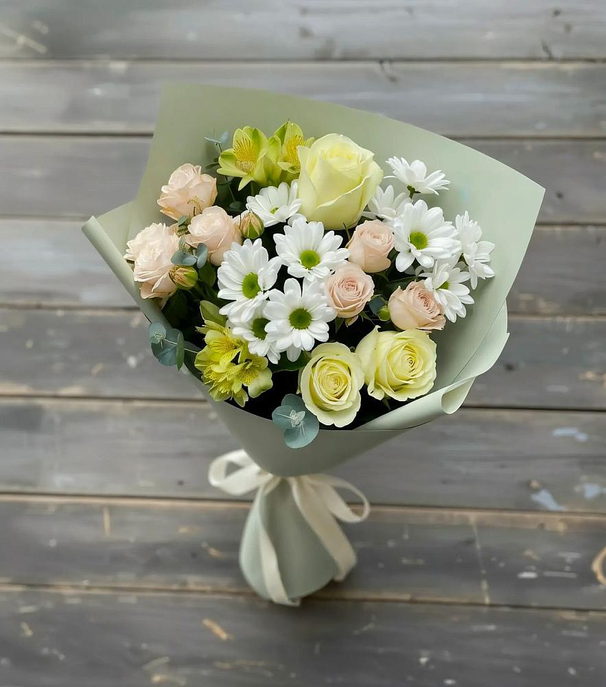 Букет цветов из: Альстромерии, Розы и Хризантемы в Вичуге