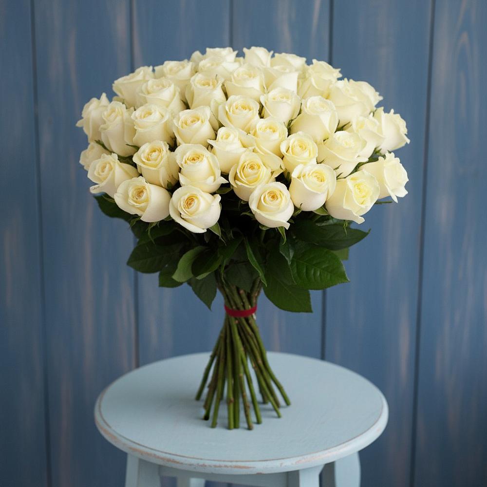 Букет 51 Белая роза Эдлесс Лав в Вичуге