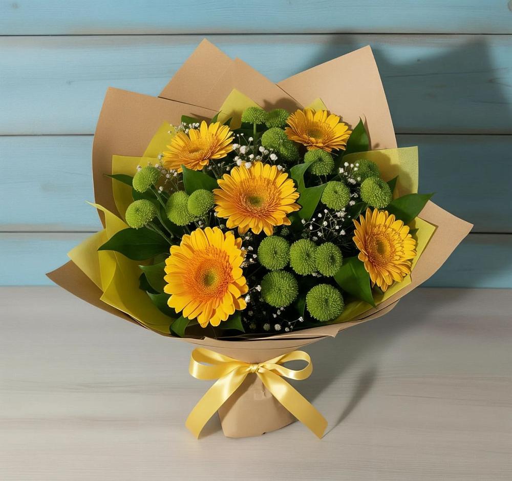 Букет цветов из: Герберы и Хризантемы в Вичуге
