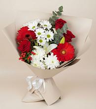 Букет цветов из:  Розы, Хризантемы, Герберы и Лилии в Вичуге