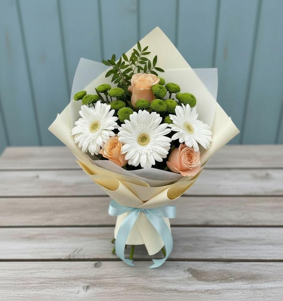 Букет цветов из: Герберы, Розы и Хризантемы в Вичуге