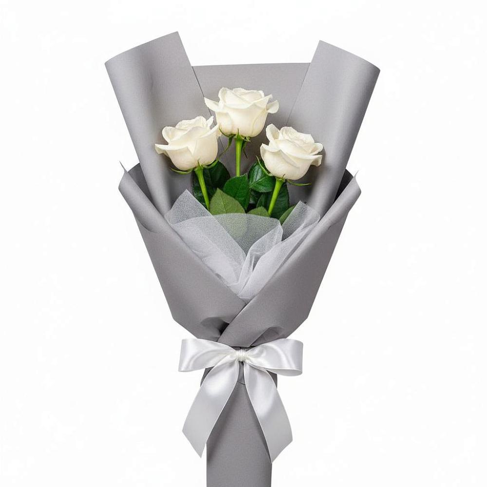 Букет 3 белые розы в Вичуге
