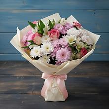 Букет цветов из:  Хризантемы, Альстромерии и Розы #REPLACE_PRED# Вичуге