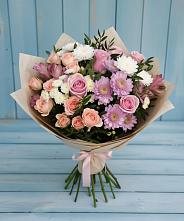 Букет цветов из:  Хризантемы, Розы и Альстромерии в Вичуге