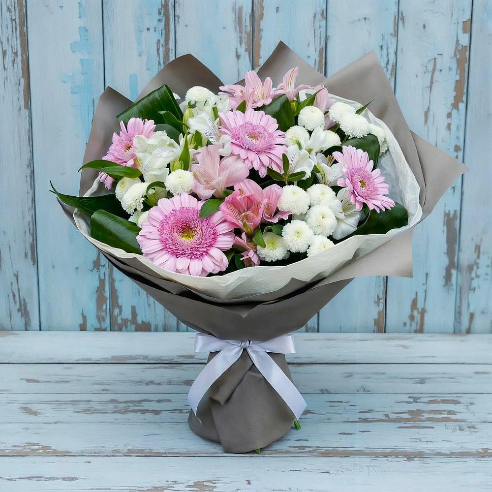 Букет цветов из: Герберы, Альстромерии и Хризантемы в Вичуге